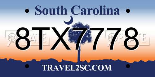 8TX7778 South Carolina License Plate