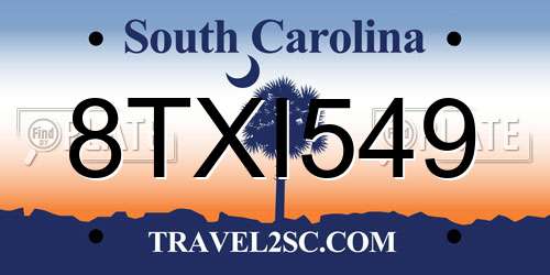 8TXI549 South Carolina License Plate