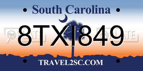 8TXI849 South Carolina License Plate