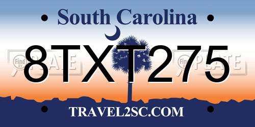 8TXT275 South Carolina License Plate