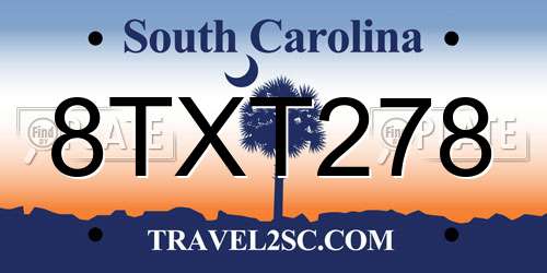 8TXT278 South Carolina License Plate