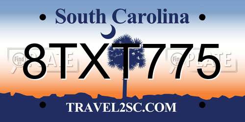 8TXT775 South Carolina License Plate