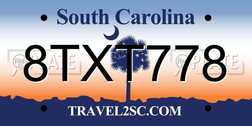 8TXT778 South Carolina License Plate
