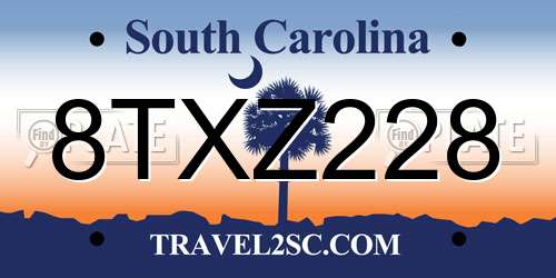 8TXZ228 South Carolina License Plate