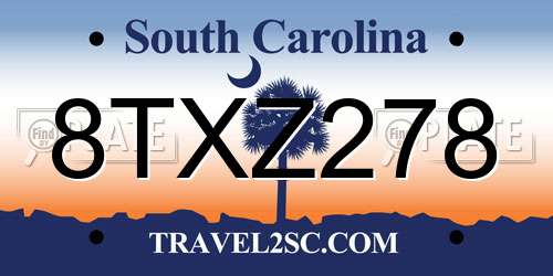 8TXZ278 South Carolina License Plate