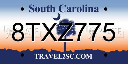 8TXZ775 South Carolina License Plate