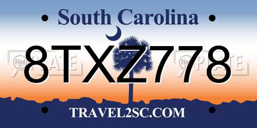 8TXZ778 South Carolina License Plate