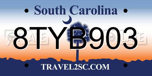 8TYB903 South Carolina License Plate