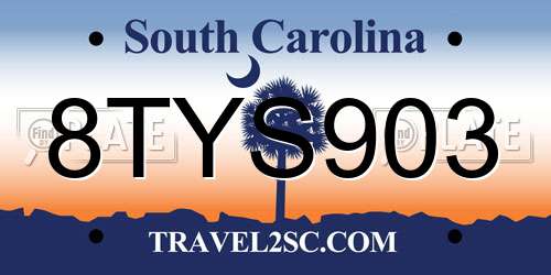 8TYS903 South Carolina License Plate