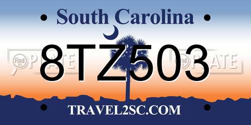 8TZ503 South Carolina License Plate