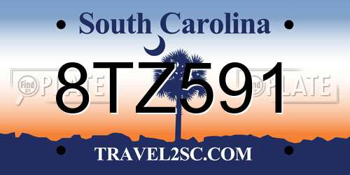 8TZ591 South Carolina License Plate