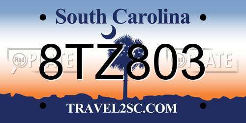 8TZ803 South Carolina License Plate