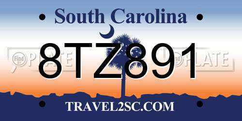 8TZ891 South Carolina License Plate