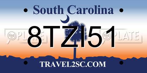8TZI51 South Carolina License Plate
