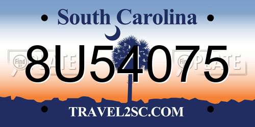 8U54075 South Carolina License Plate