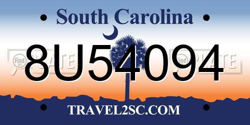 8U54094 South Carolina License Plate