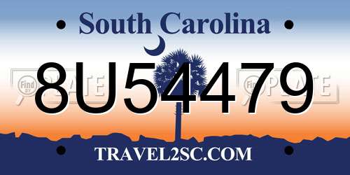 8U54479 South Carolina License Plate