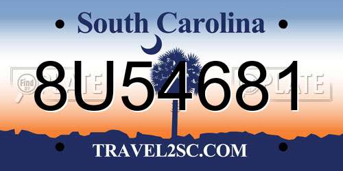 8U54681 South Carolina License Plate