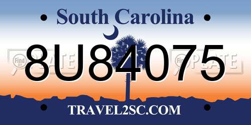 8U84075 South Carolina License Plate