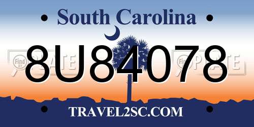8U84078 South Carolina License Plate