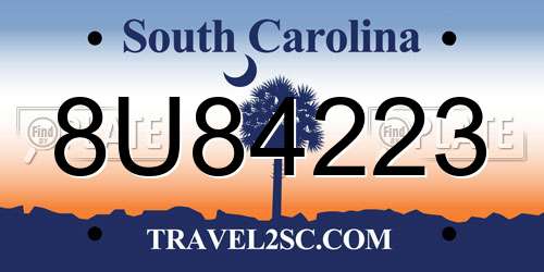 8U84223 South Carolina License Plate