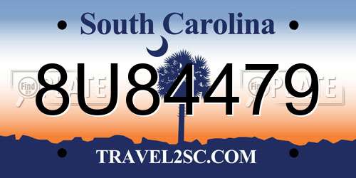 8U84479 South Carolina License Plate