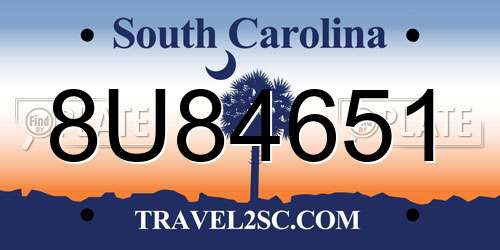 8U84651 South Carolina License Plate