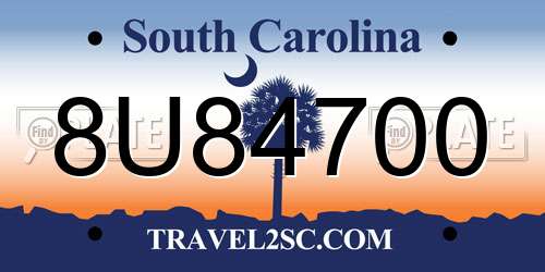 8U84700 South Carolina License Plate
