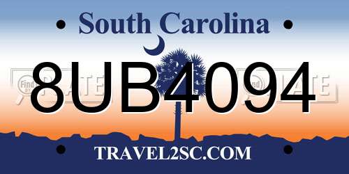 8UB4094 South Carolina License Plate