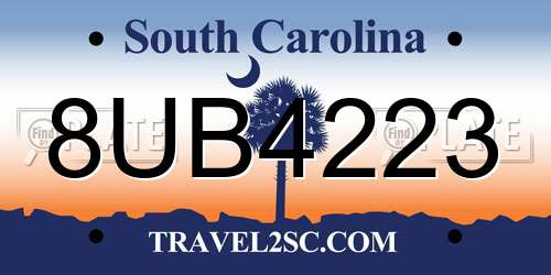 8UB4223 South Carolina License Plate