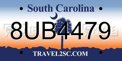 8UB4479 South Carolina License Plate