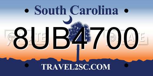 8UB4700 South Carolina License Plate