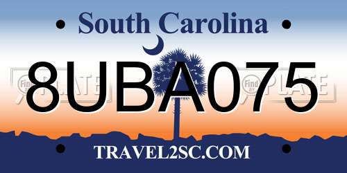 8UBA075 South Carolina License Plate