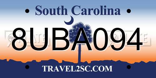 8UBA094 South Carolina License Plate