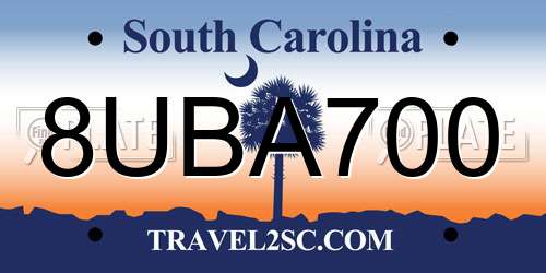 8UBA700 South Carolina License Plate