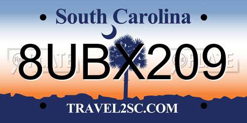 8UBX209 South Carolina License Plate