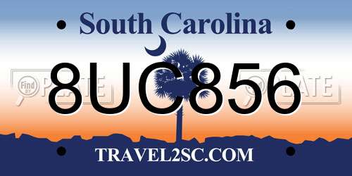 8UC856 South Carolina License Plate