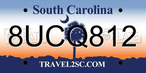 8UCQ812 South Carolina License Plate