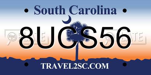 8UCS56 South Carolina License Plate