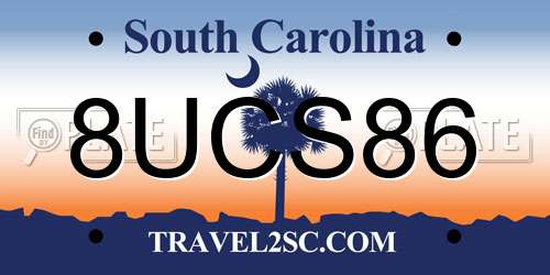 8UCS86 South Carolina License Plate