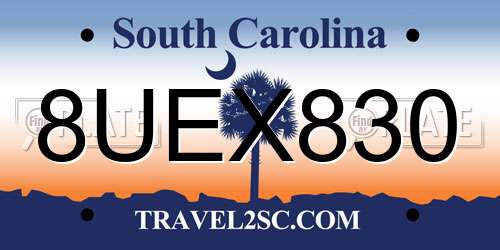 8UEX830 South Carolina License Plate