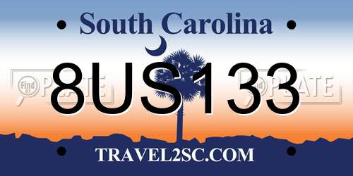 8US133 South Carolina License Plate