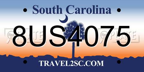 8US4075 South Carolina License Plate