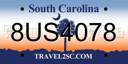 8US4078 South Carolina License Plate