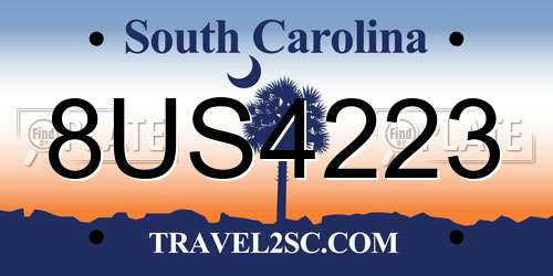 8US4223 South Carolina License Plate