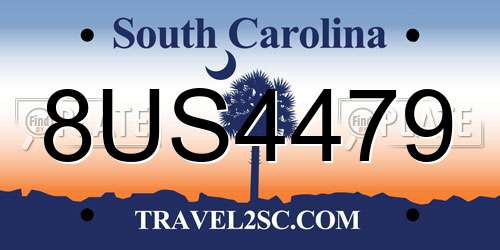 8US4479 South Carolina License Plate