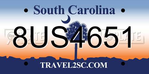 8US4651 South Carolina License Plate