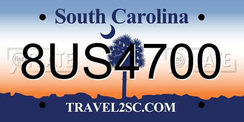 8US4700 South Carolina License Plate