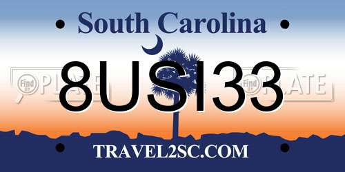 8USI33 South Carolina License Plate