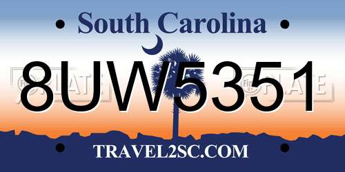 8UW5351 South Carolina License Plate